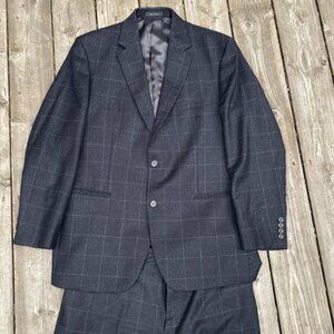 Vintage 90s Cashmere Wool Lauren Ralph Lauren Striped Suit Jacket 42R Pants 36R